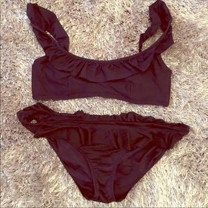 🔥 EUC J. Crew NAVY ruffle bikini top/bottoms M